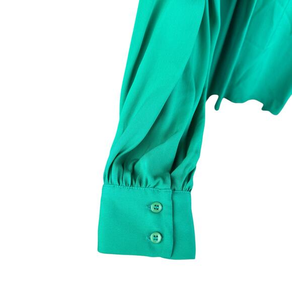 Reiss NWT Gwen Green Long Gathered Blouson Sleeve Cocktail Business Blouse - Picture 14 of 16